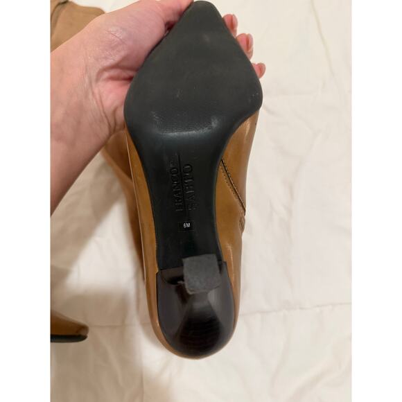 Franco Sarto Brown Suede & Leather Knee-High Heeled Boots | Size 6M - Picture 4 of 7